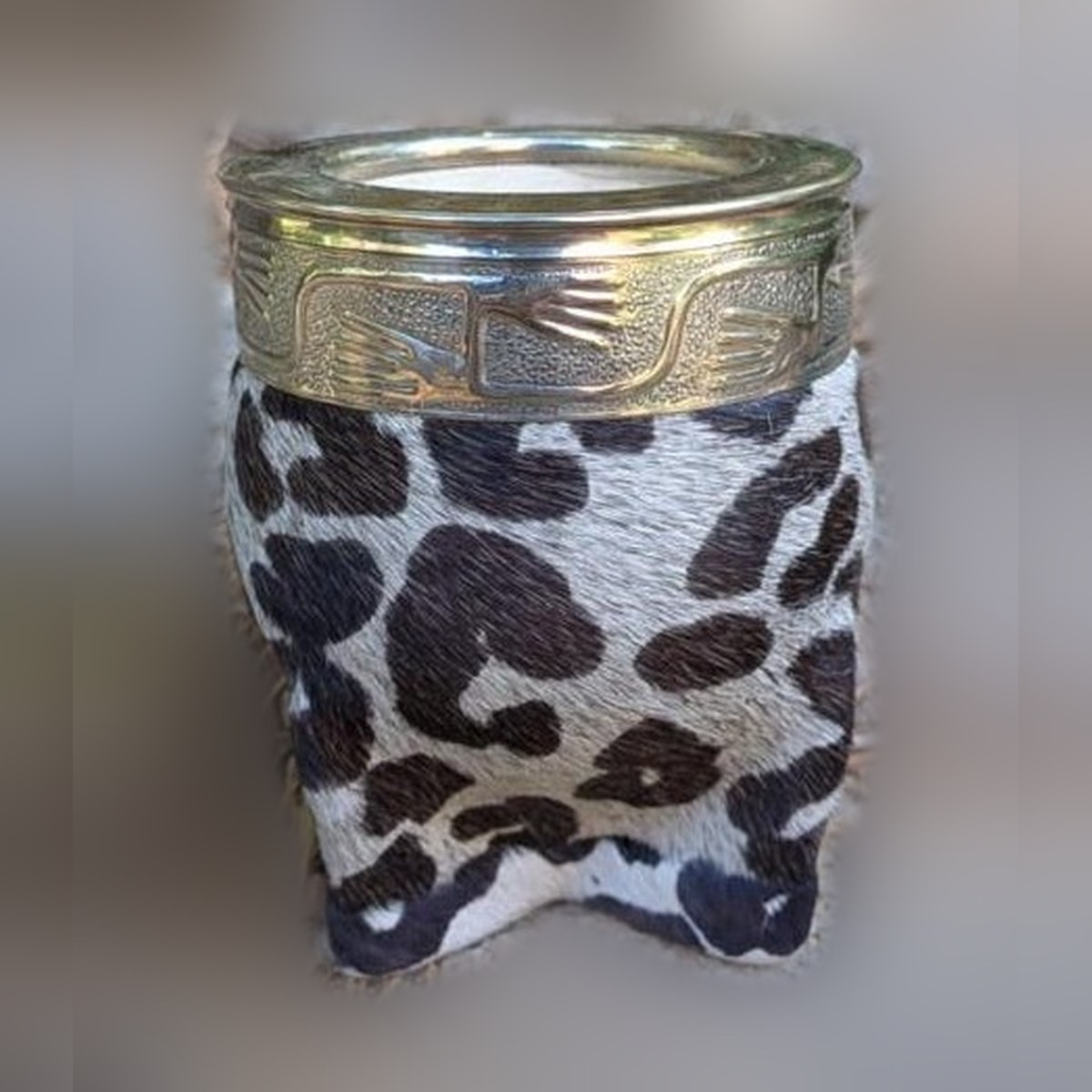 Mate Imperial pelo animal print, virola de alpaca