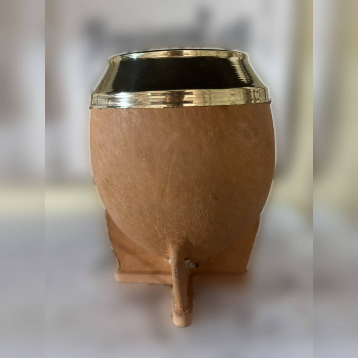 Mate Mate Uruguayo acero, Cuero liso · virola de acero