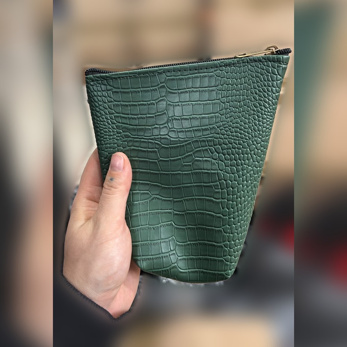 Yerbero Croco, Cuero no animal · símil croco, verde, ángulo 3