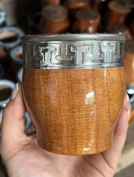 Mate Imperial madera combinado, madera laqueada, fleje de alpaca, virola de acero, ángulo 1