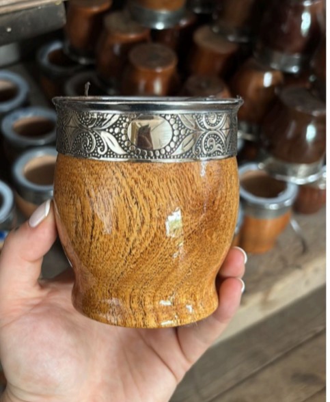 Mate Imperial madera combinado, madera laqueada, fleje de alpaca, virola de acero, ángulo 2