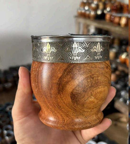 Mate Imperial madera combinado, madera laqueada, fleje de alpaca, virola de acero, ángulo 3