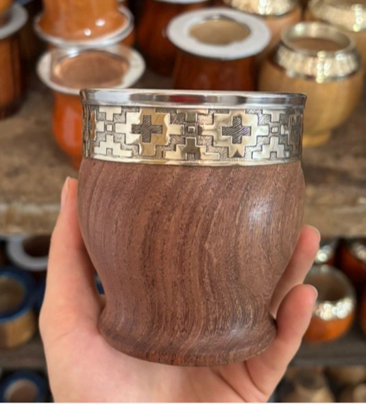 Mate Imperial madera combinado, madera laqueada, fleje de alpaca, virola de acero, ángulo 4