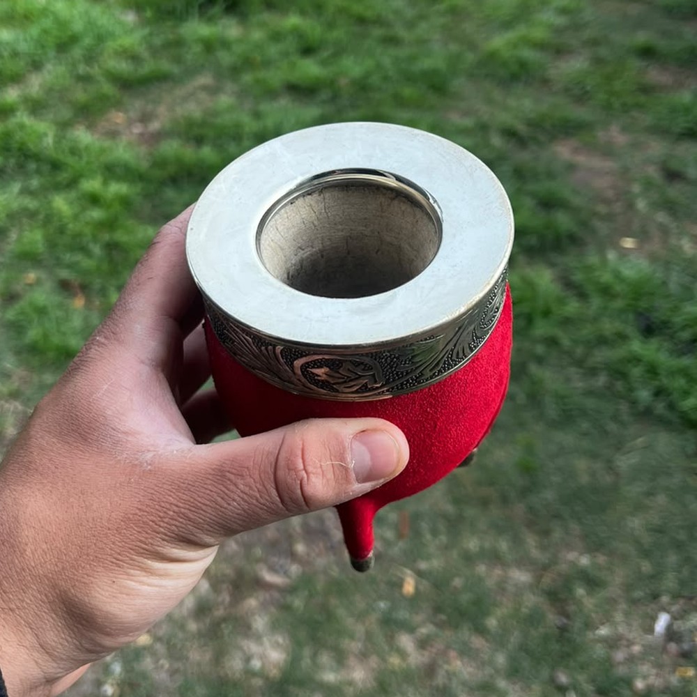 Mate Imperial Gamuzado, gamuza, virola y base de alpaca, ángulo 5